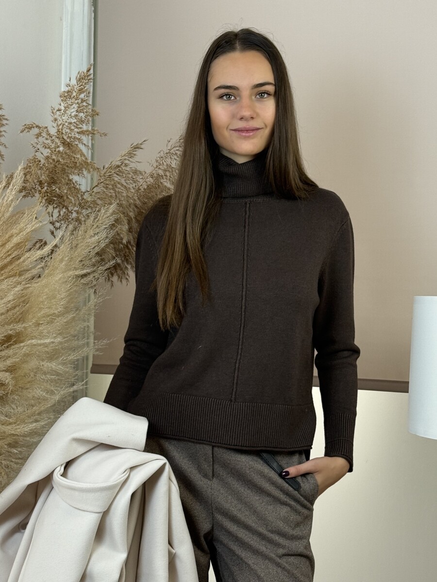 Vastag kötött garbó - barna - Kép 15