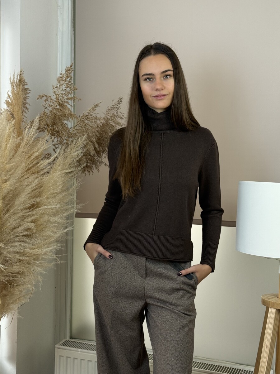 Vastag kötött garbó - barna - Kép 4