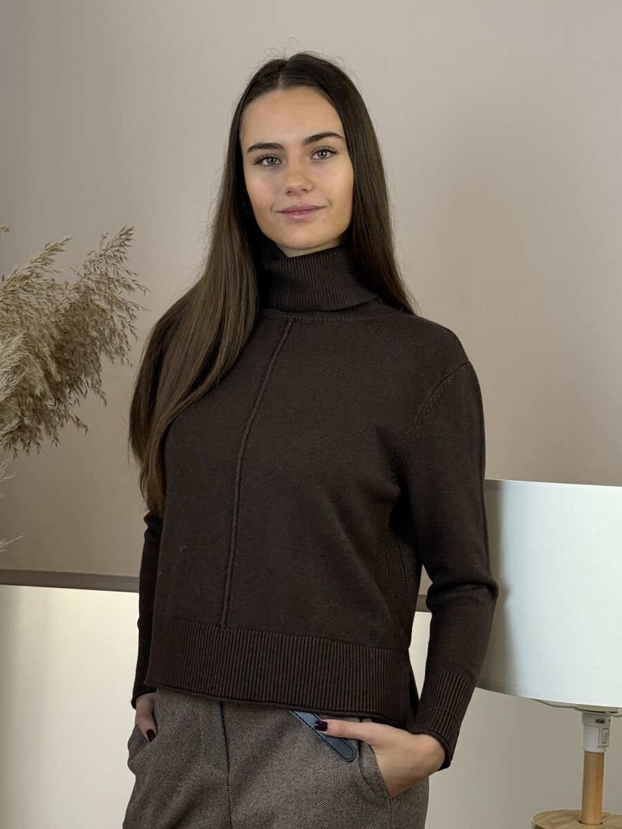 Vastag kötött garbó - barna - Kép 7