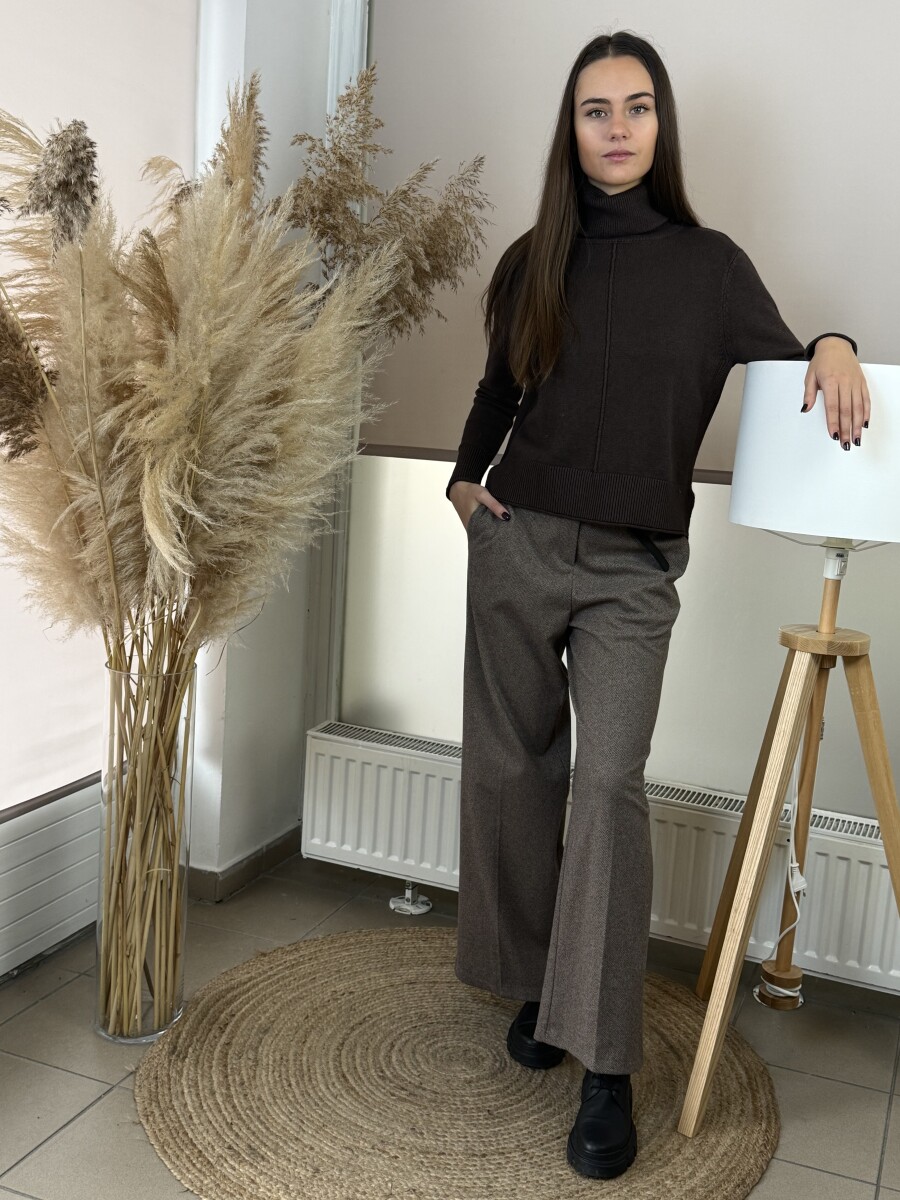 Vastag kötött garbó - barna - Kép 6