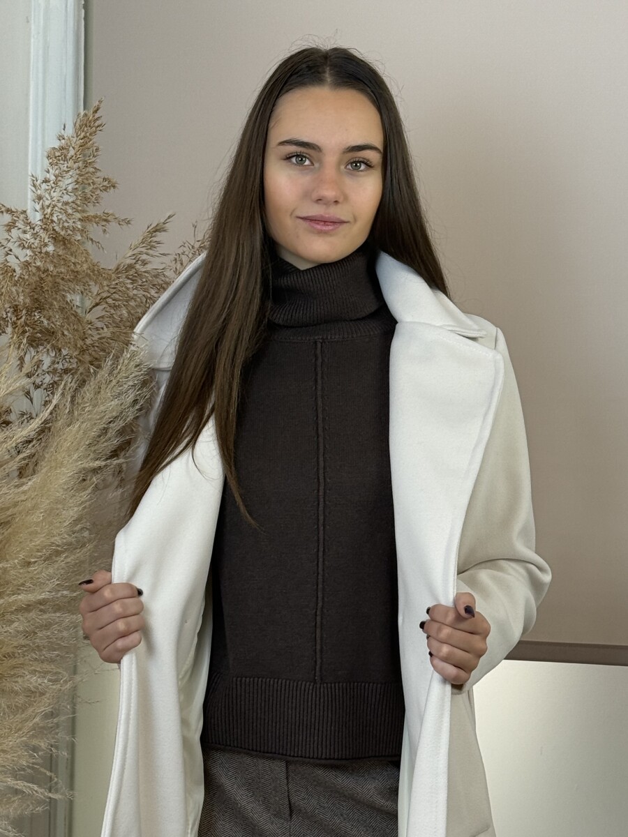 Vastag kötött garbó - barna - Kép 14