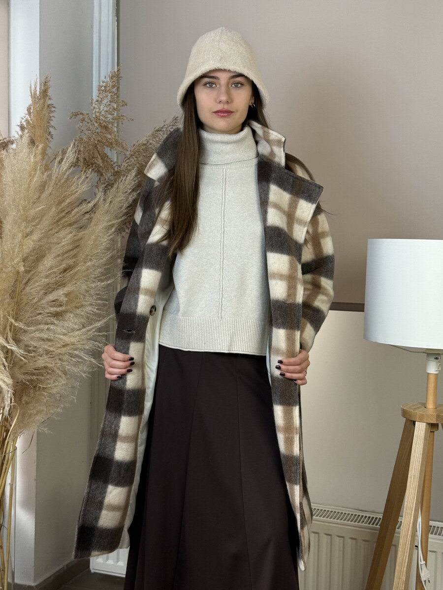 Vastag kötött garbó - bézs - Kép 9