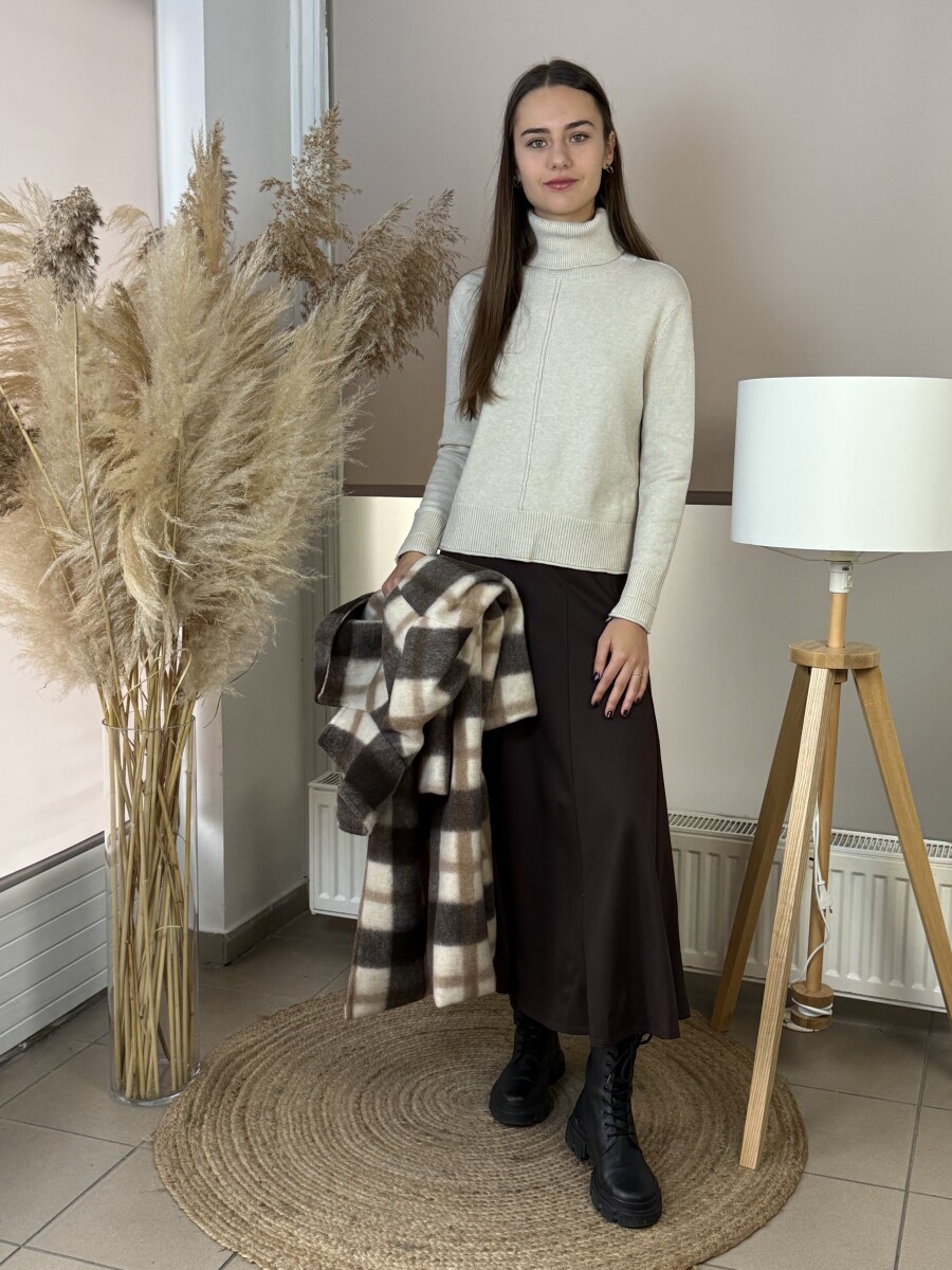 Vastag kötött garbó - bézs - Kép 4