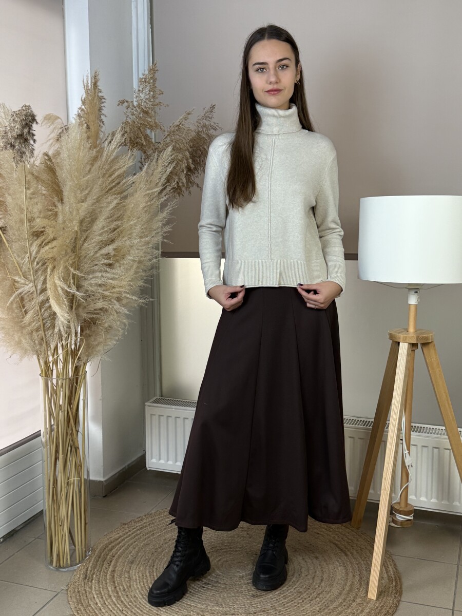 Vastag kötött garbó - bézs - Kép 6