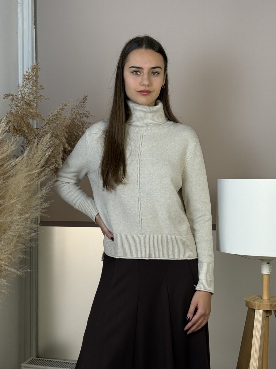 Vastag kötött garbó - bézs - Kép 7