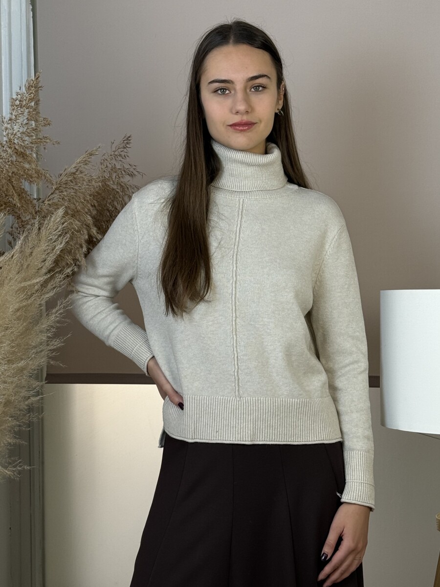 Vastag kötött garbó - bézs - Kép 13