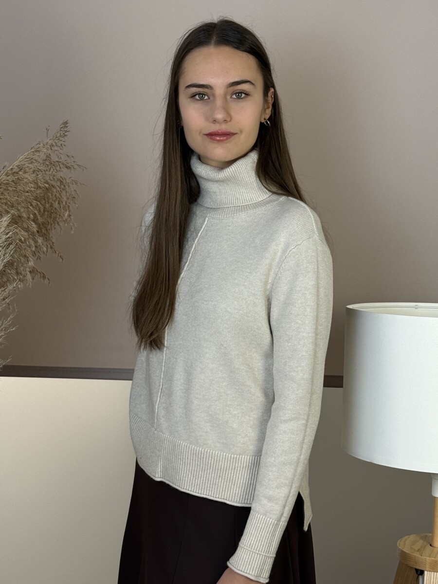 Vastag kötött garbó - bézs - Kép 8