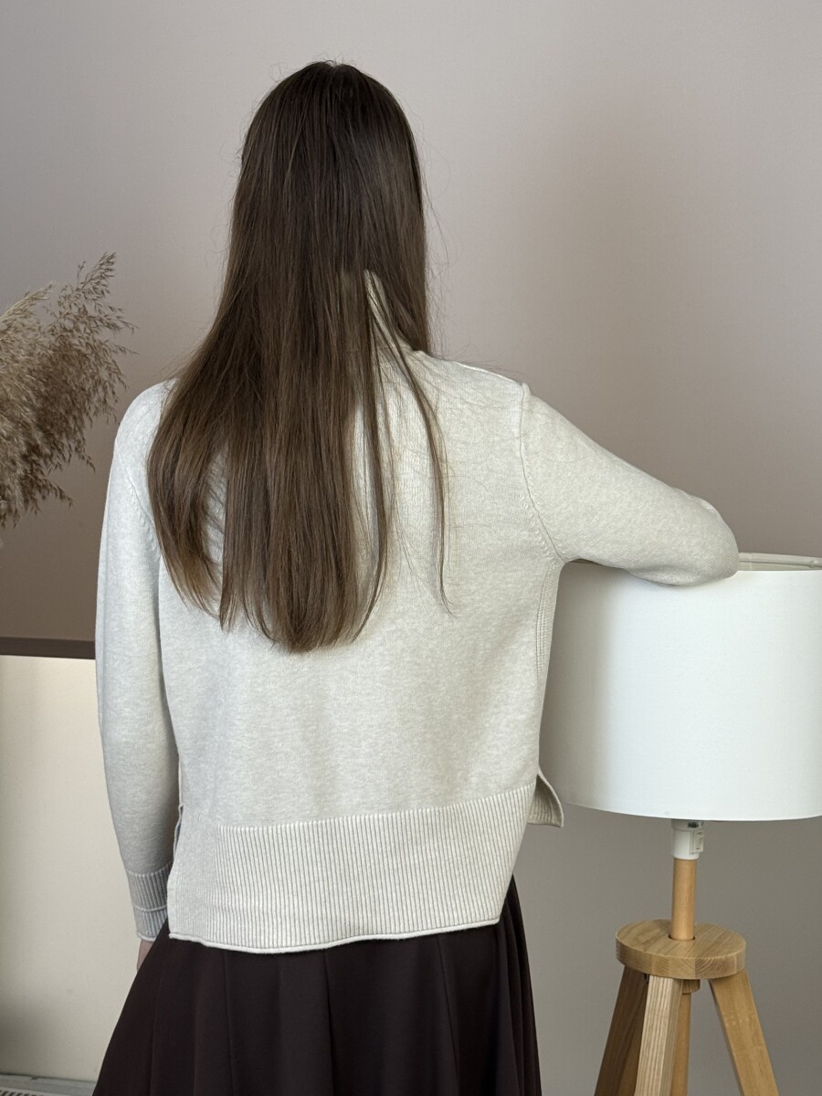 Vastag kötött garbó - bézs - Kép 15