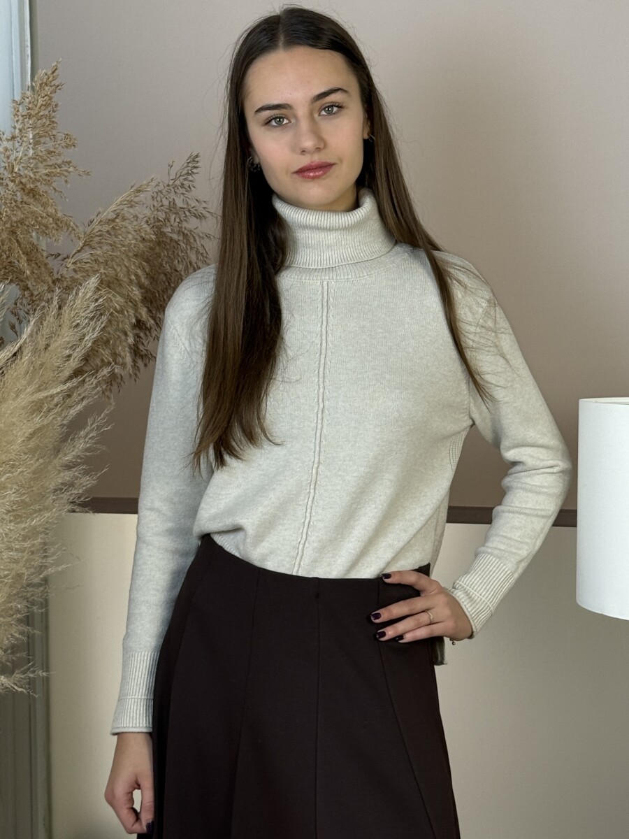 Vastag kötött garbó - bézs - Kép 10