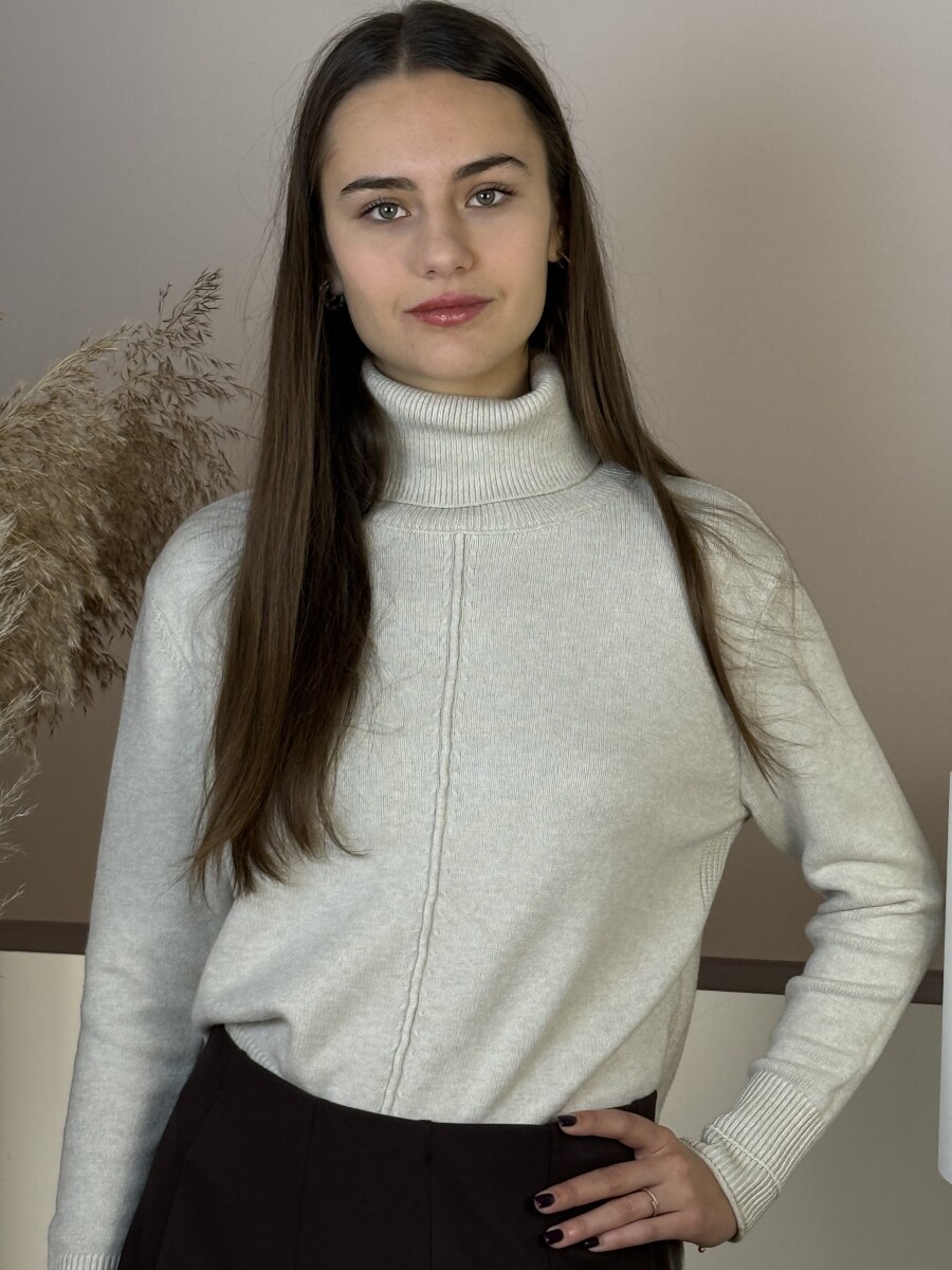 Vastag kötött garbó - bézs - Kép 12