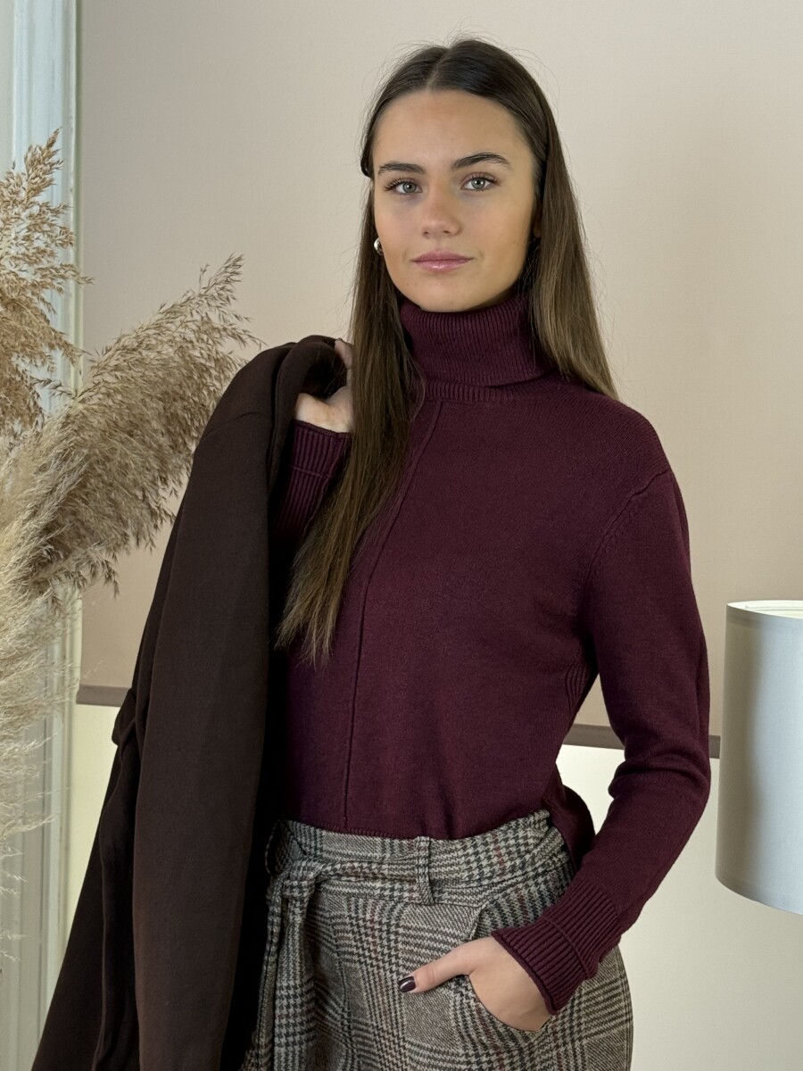 Vastag kötött garbó - bordó - Kép 5