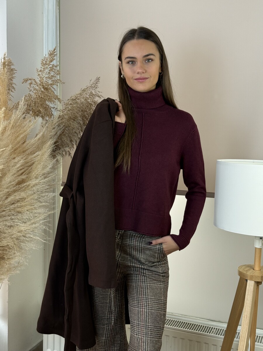 Vastag kötött garbó - bordó - Kép 6