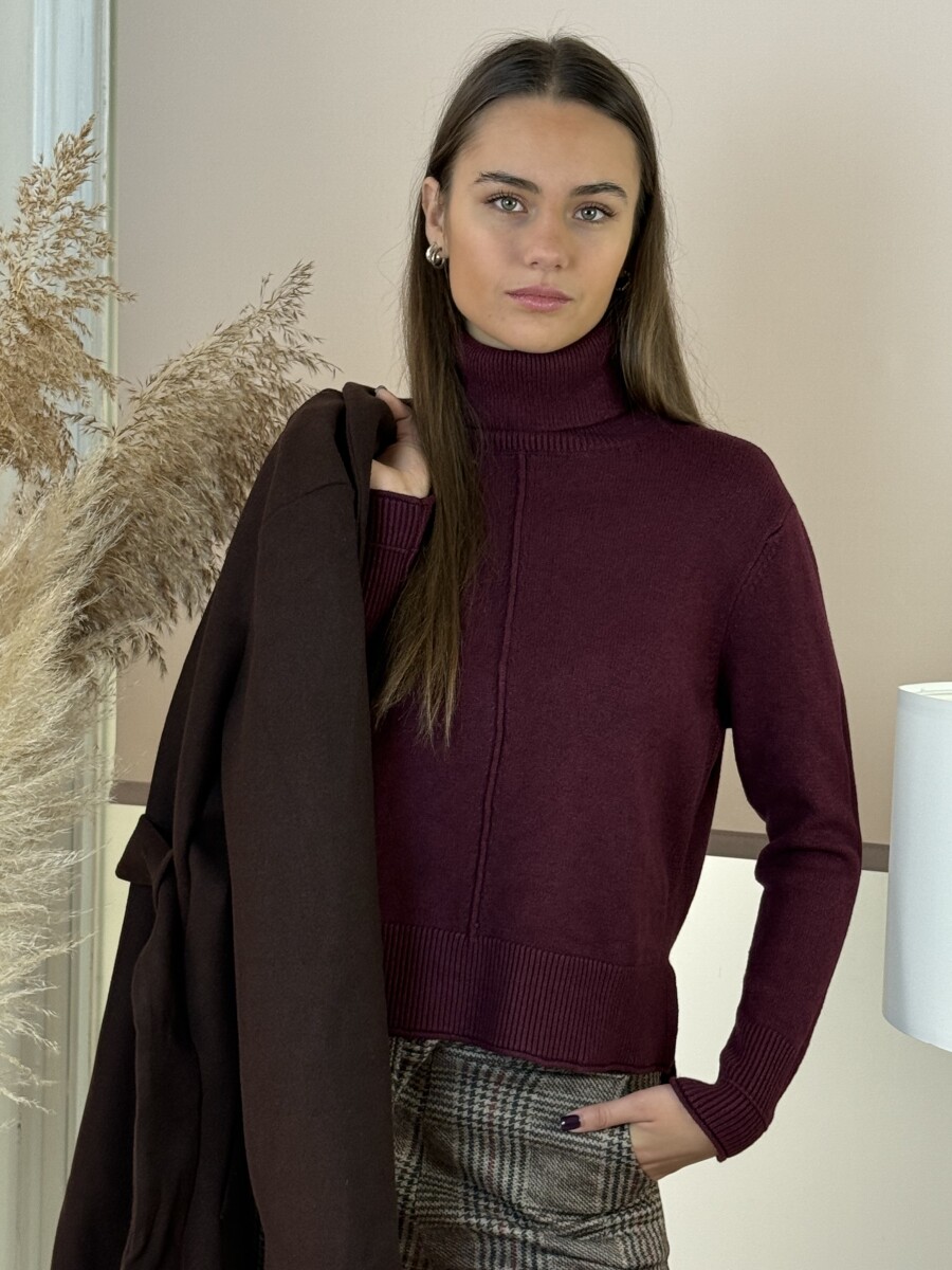 Vastag kötött garbó - bordó - Kép 10