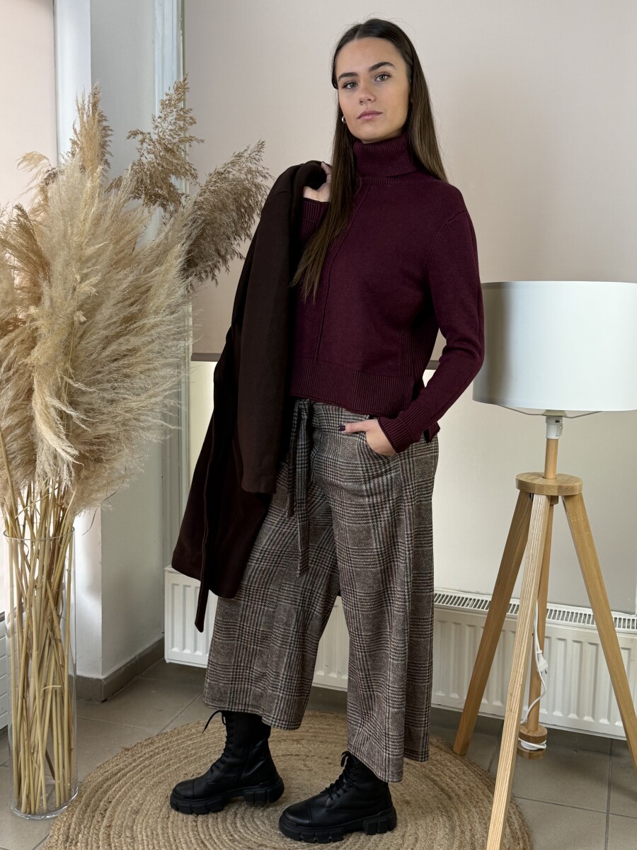 Vastag kötött garbó - bordó - Kép 7