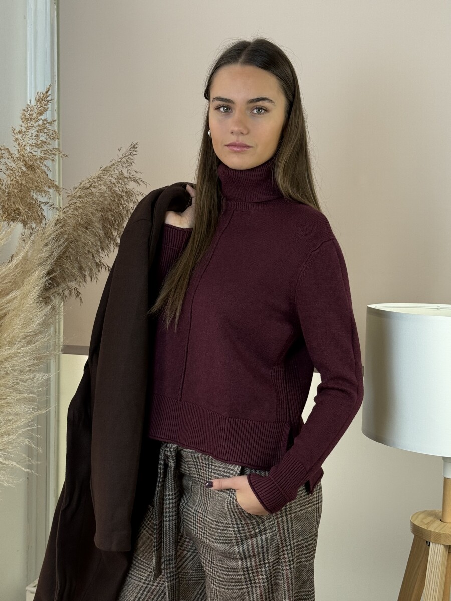 Vastag kötött garbó - bordó - Kép 9