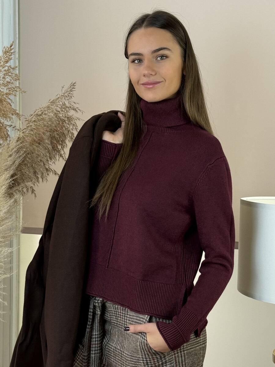 Vastag kötött garbó - bordó - Kép 4