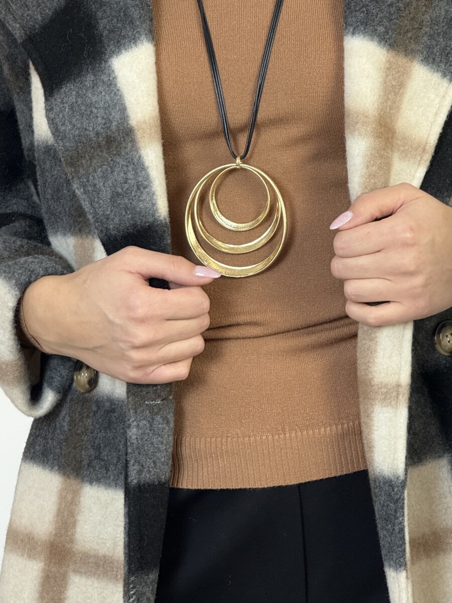 Többsoros körmedálos nyaklánc - arany-fekete - Kép 3