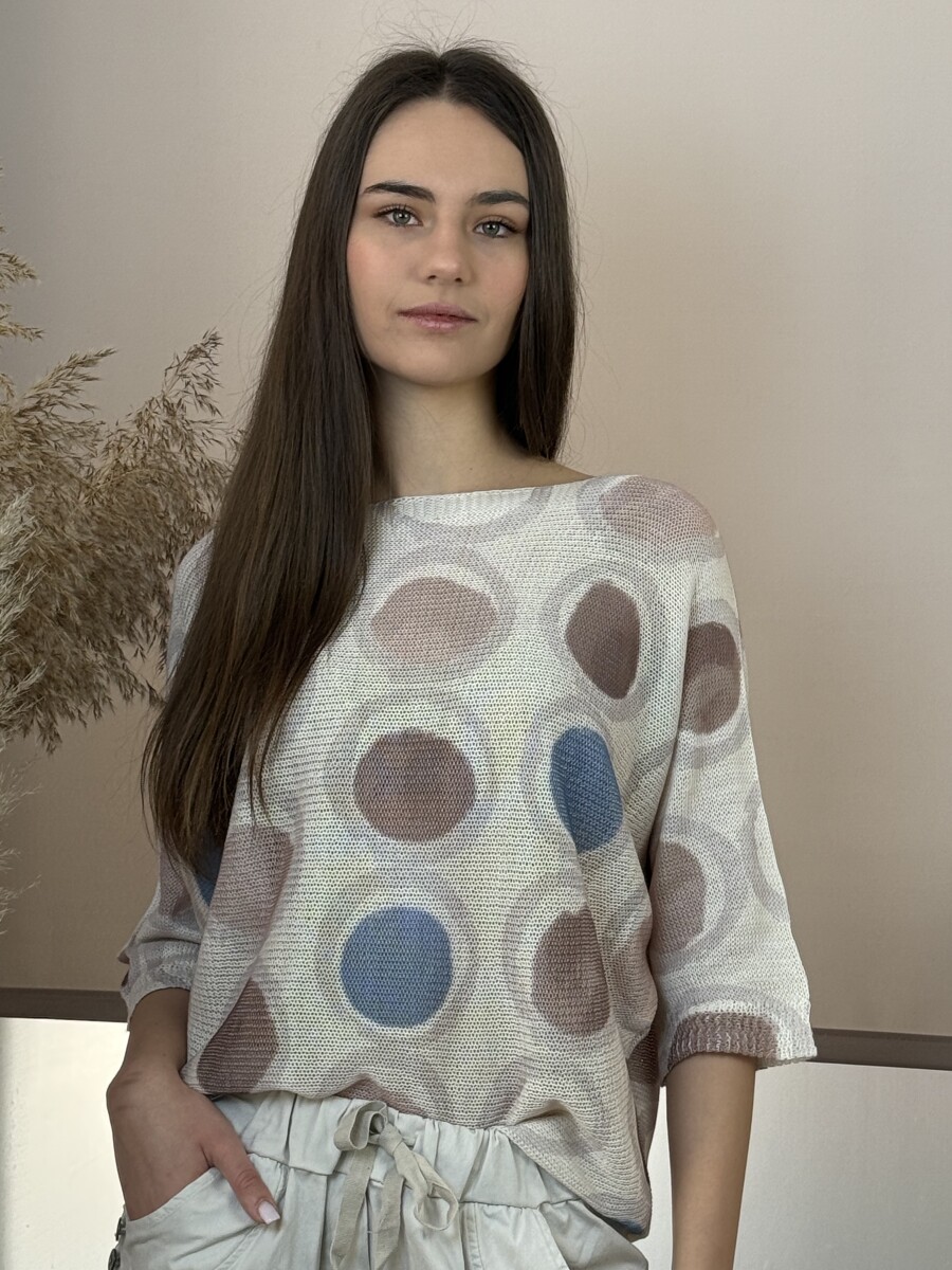 T ujjú vékony kötött mintás felső - bézs - Kép 12