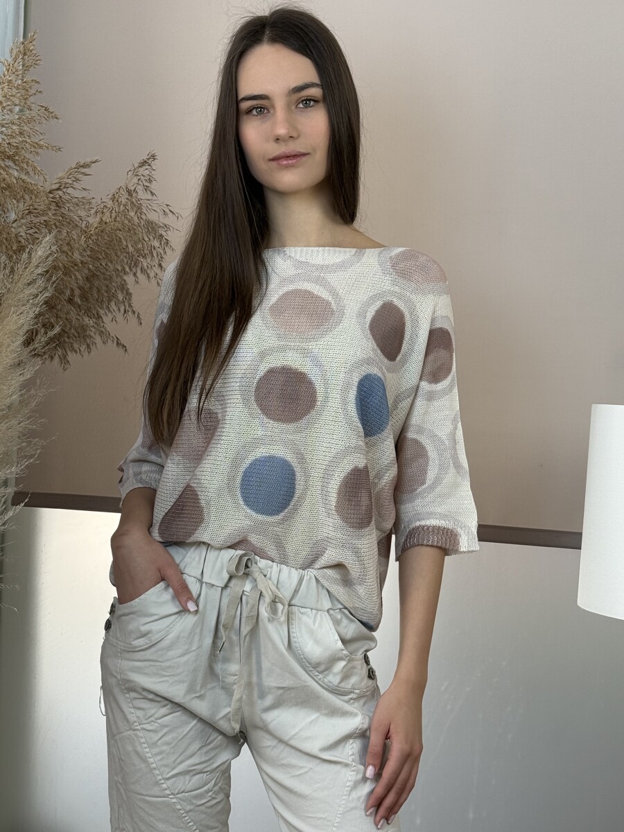 T ujjú vékony kötött mintás felső - bézs - Kép 13