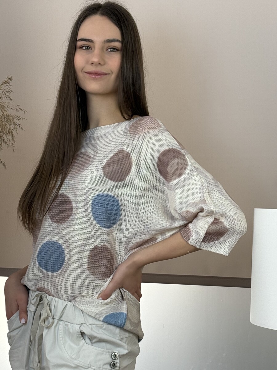 T ujjú vékony kötött mintás felső - bézs - Kép 14