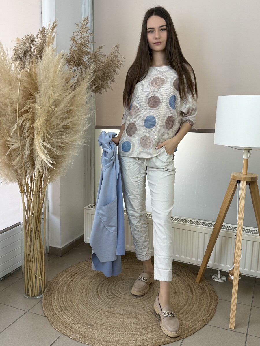 T ujjú vékony kötött mintás felső - bézs - Kép 16