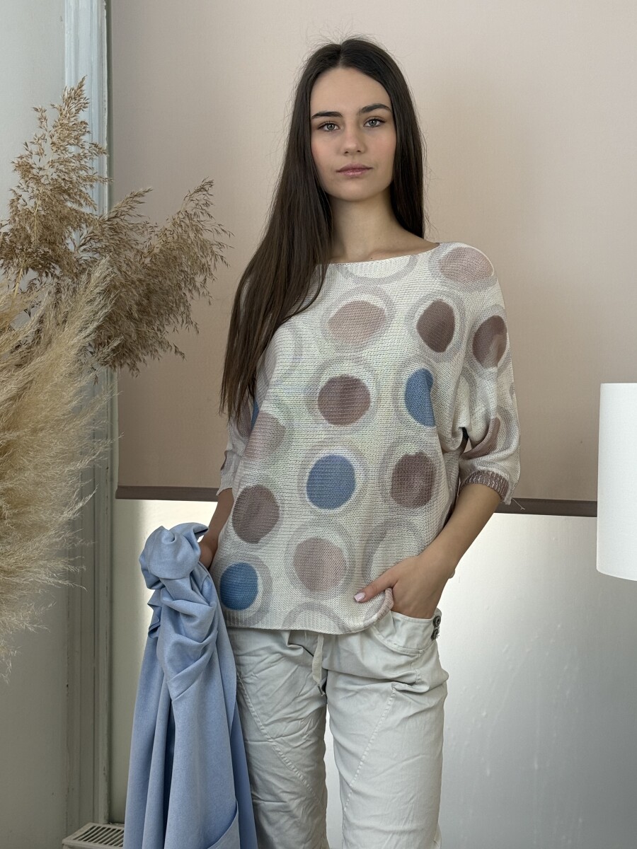 T ujjú vékony kötött mintás felső - bézs - Kép 17