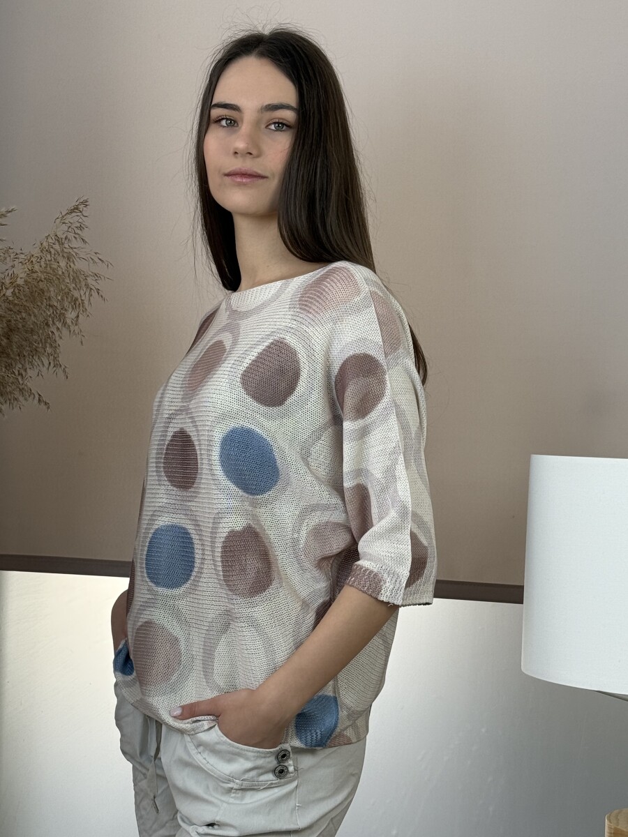 T ujjú vékony kötött mintás felső - bézs - Kép 8