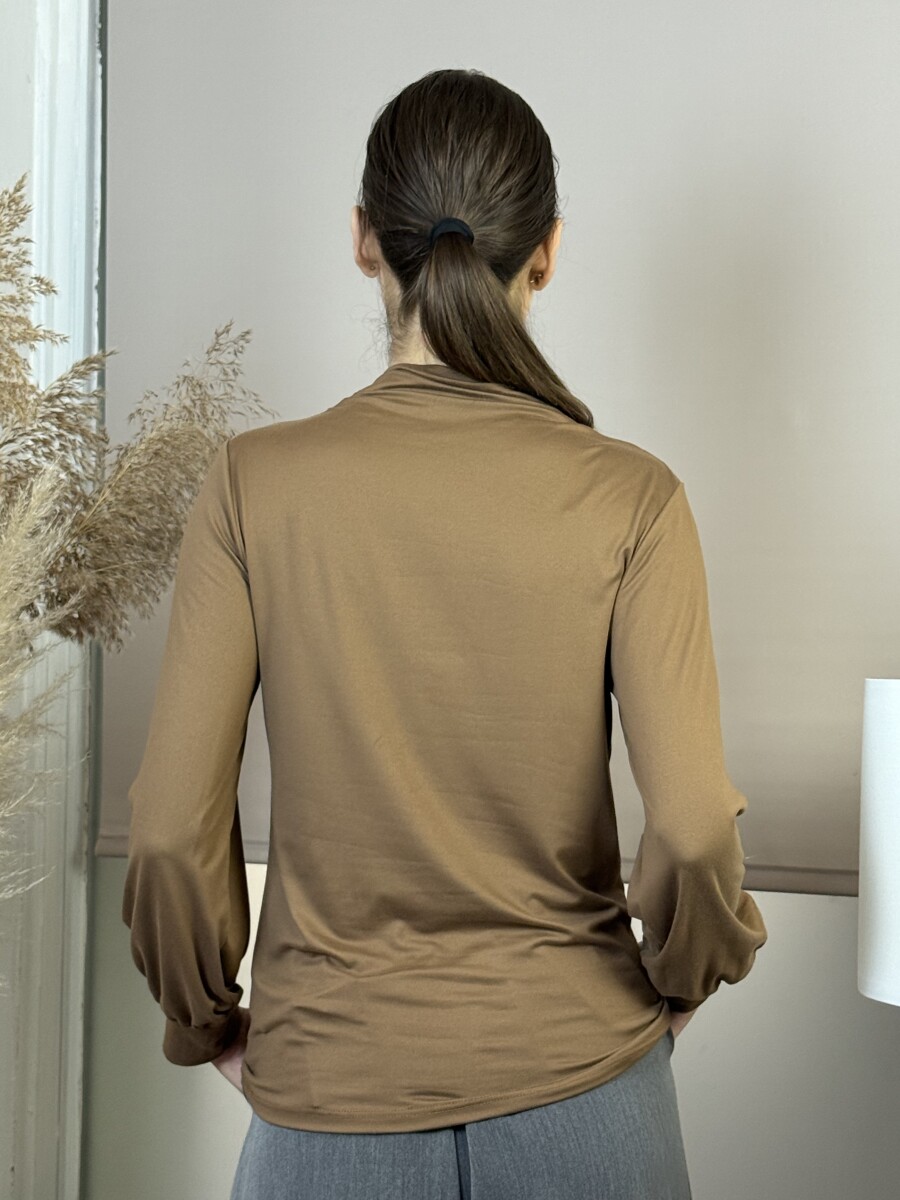 Álló nyakú blúz - barna - Kép 18