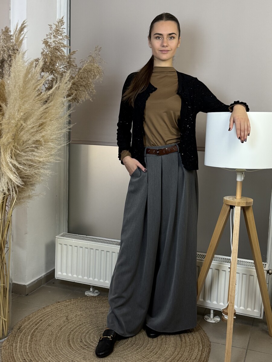 Álló nyakú blúz - barna - Kép 9