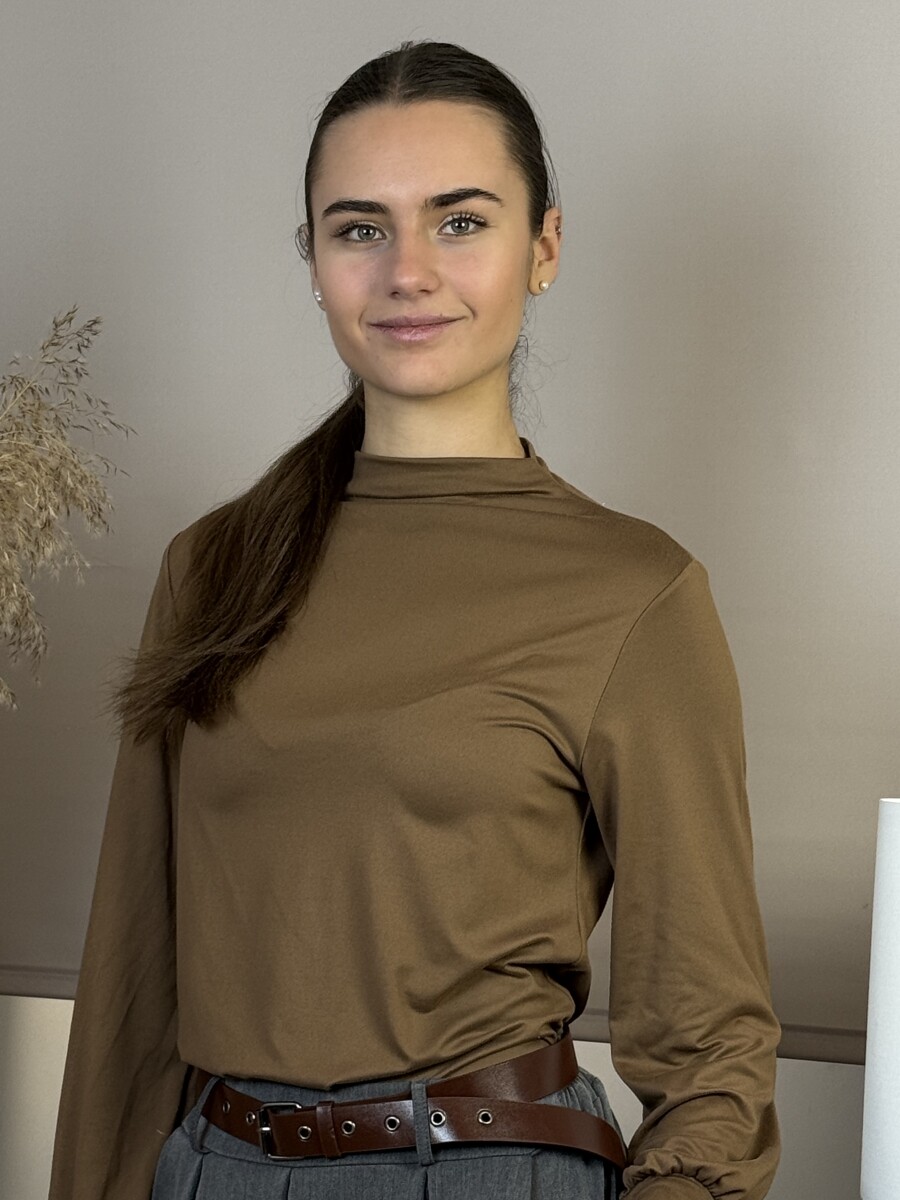 Álló nyakú blúz - barna - Kép 5