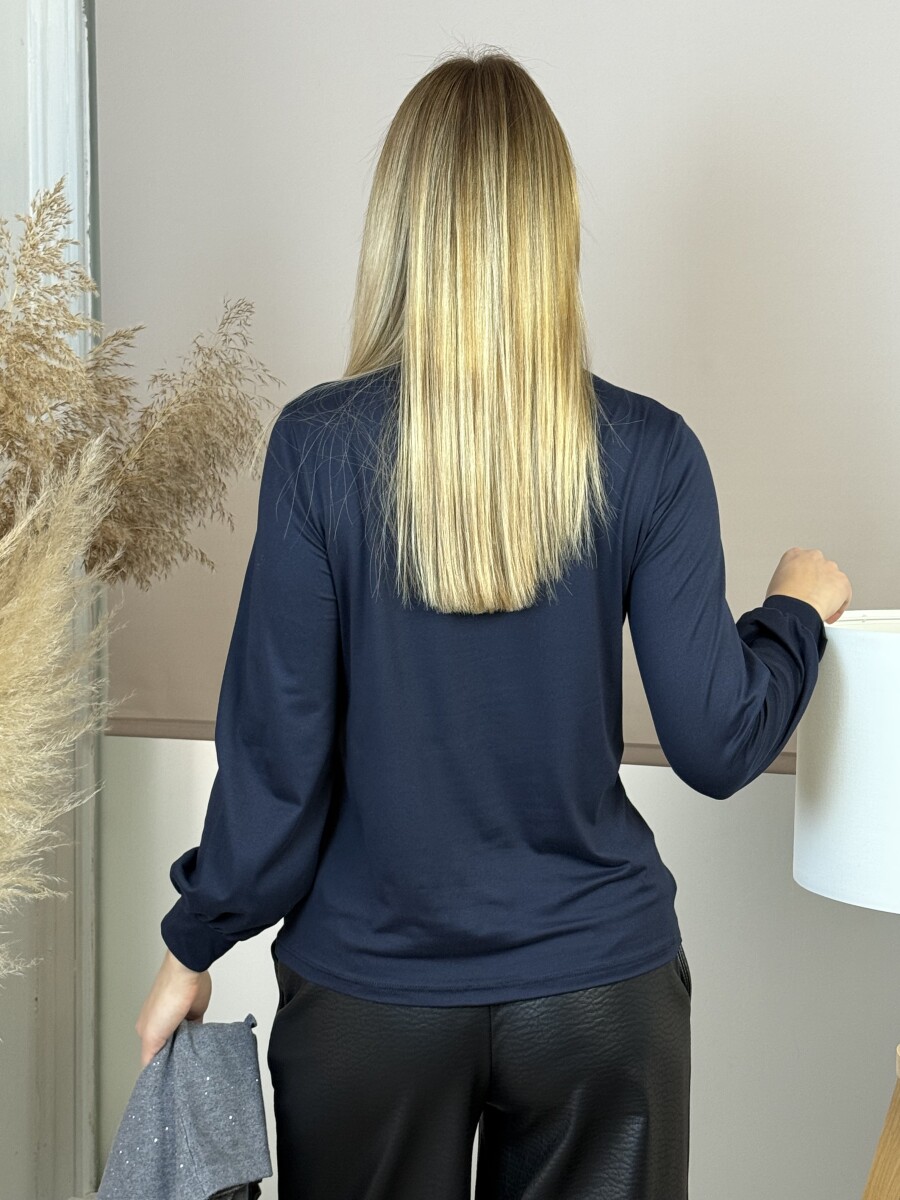 Álló nyakú blúz - sötétkék - Kép 19