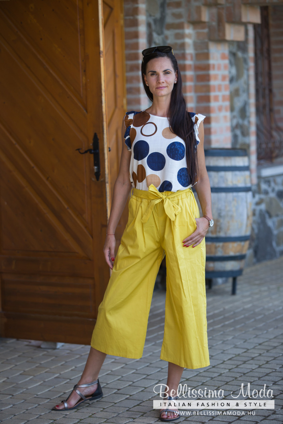 Álló nyakú blúz - krém - Kép 1