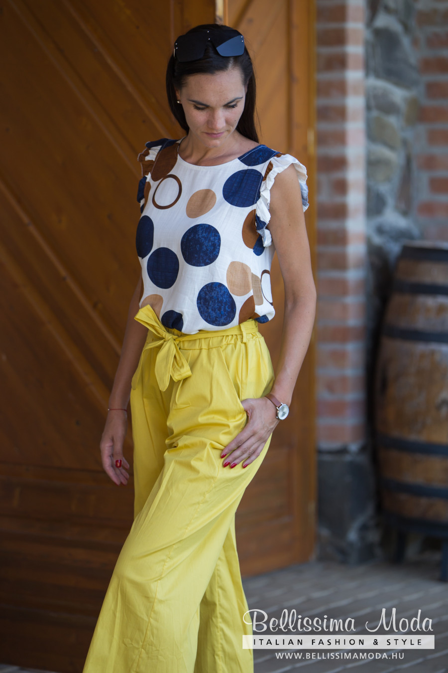 Álló nyakú blúz - krém - Kép 2