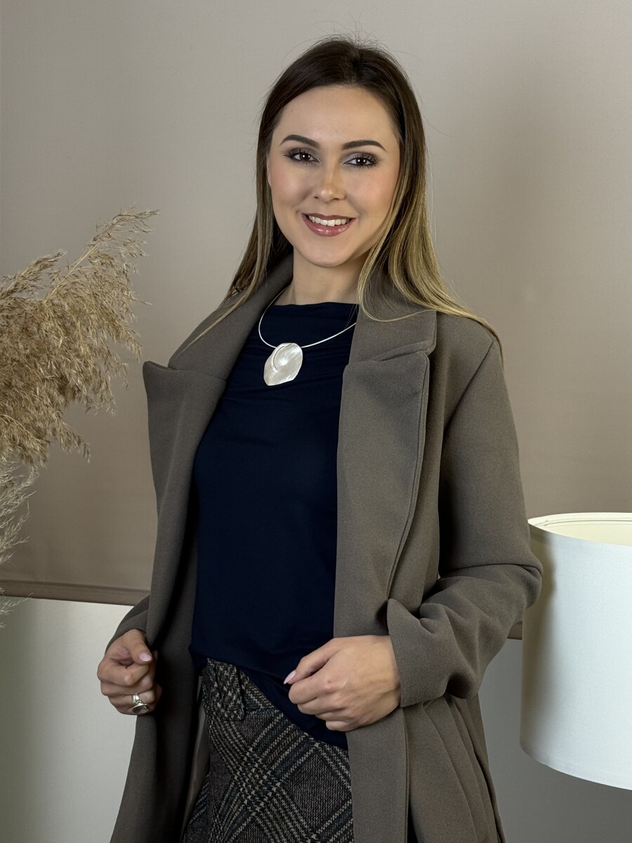 Csónak nyakú blúz - sötétkék - Kép 9