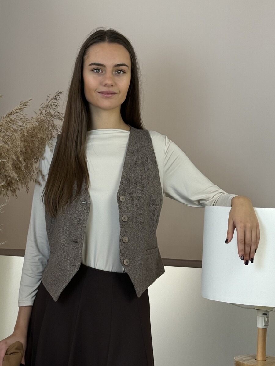 Csónak nyakú blúz - krém - Kép 6