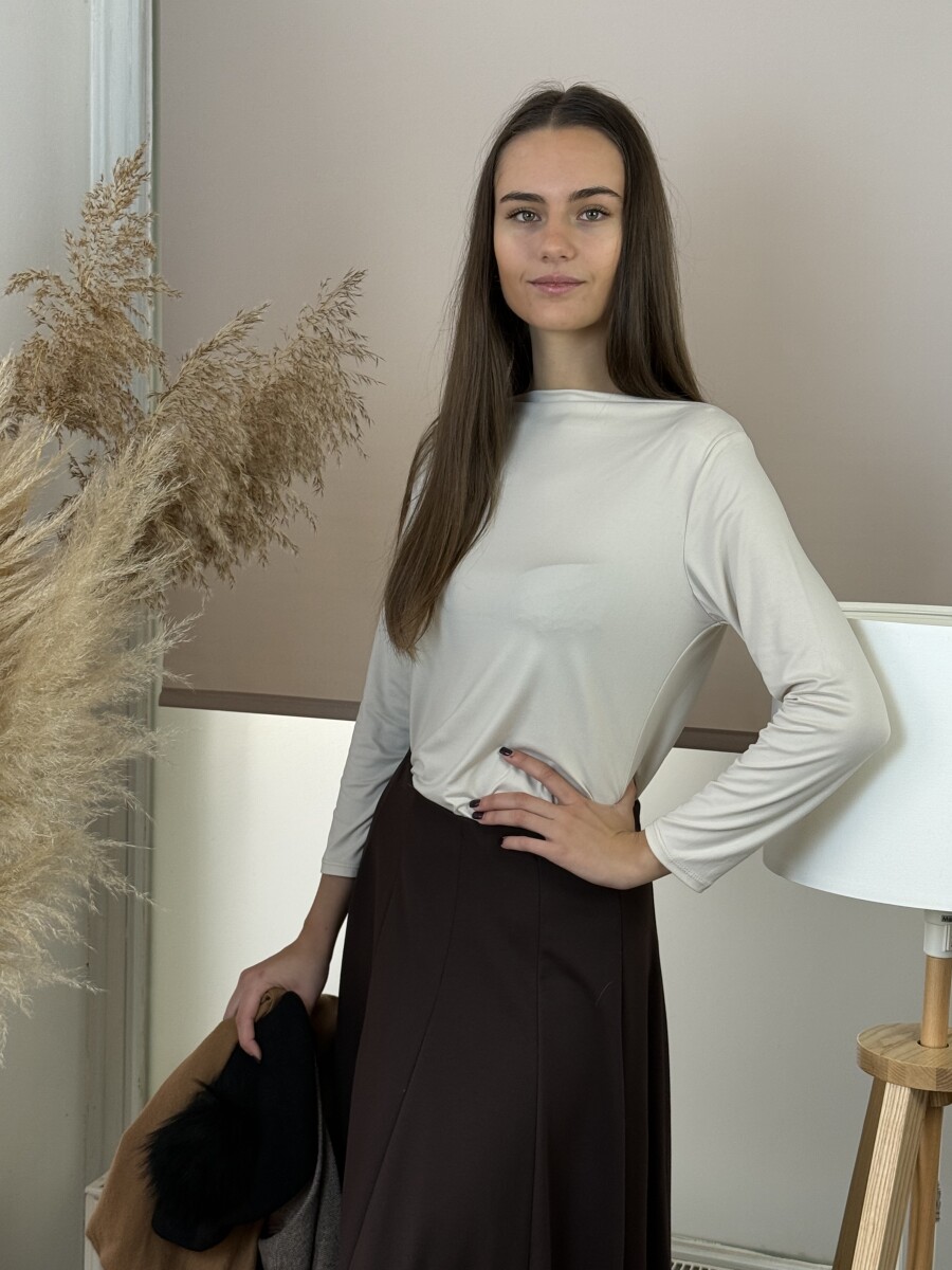 Csónak nyakú blúz - krém - Kép 3