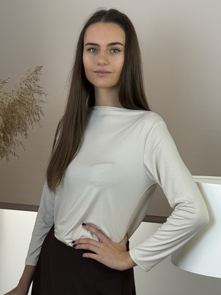 Csónak nyakú blúz - krém - Kép 8