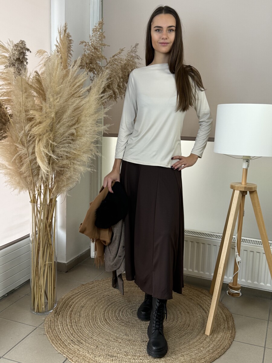 Csónak nyakú blúz - krém - Kép 4