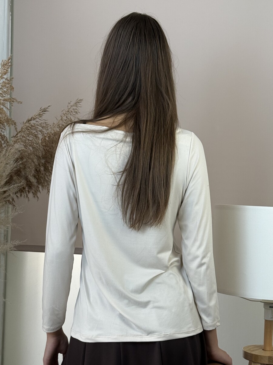 Csónak nyakú blúz - krém - Kép 13