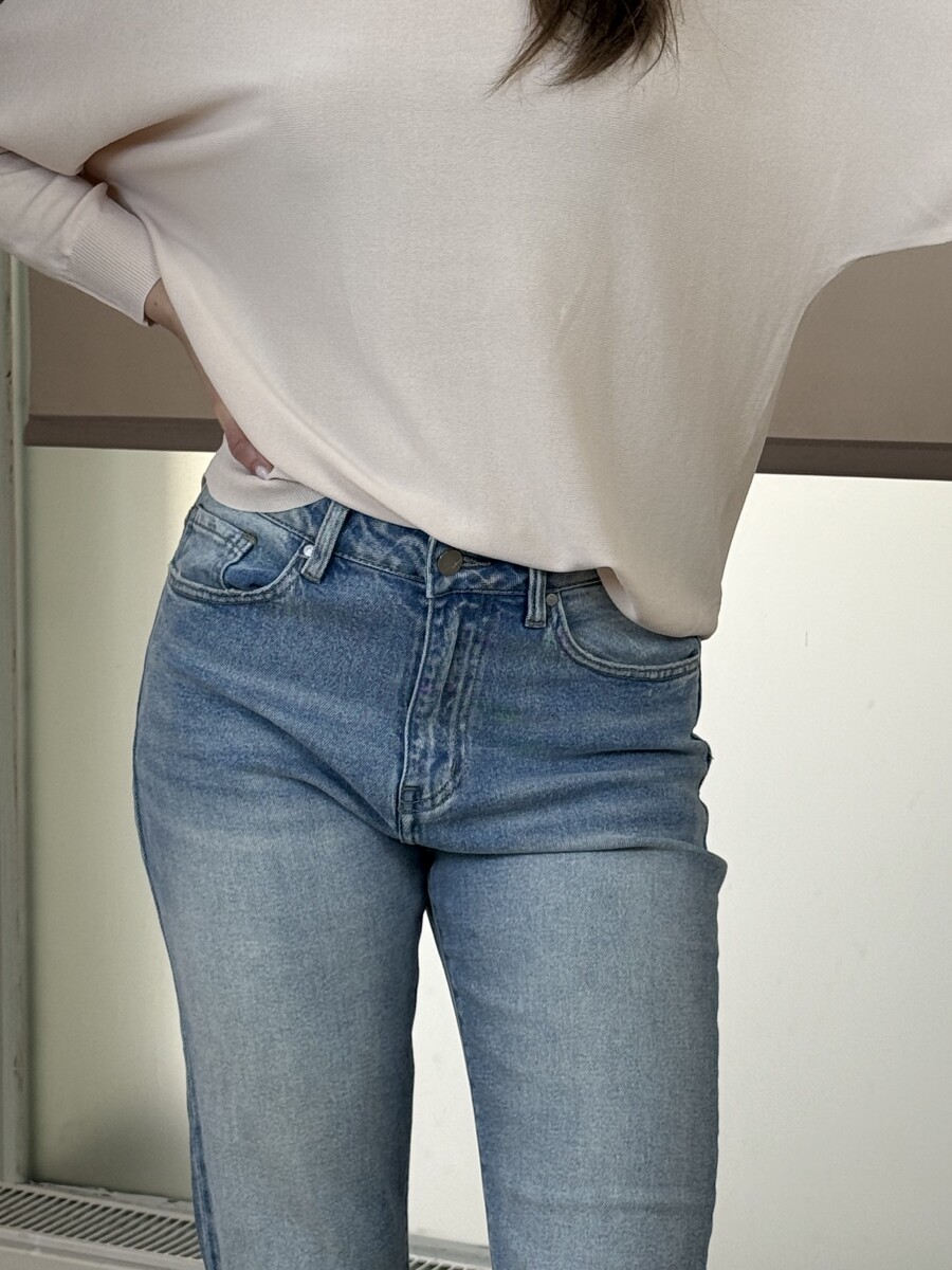 Mom fit farmer nadrág - világoskék - Kép 6