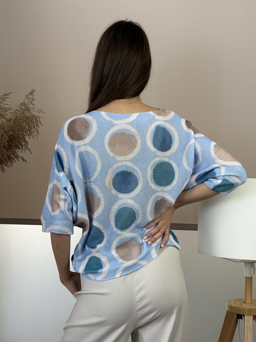 T ujjú vékony kötött mintás felső - világoskék - Kép 16