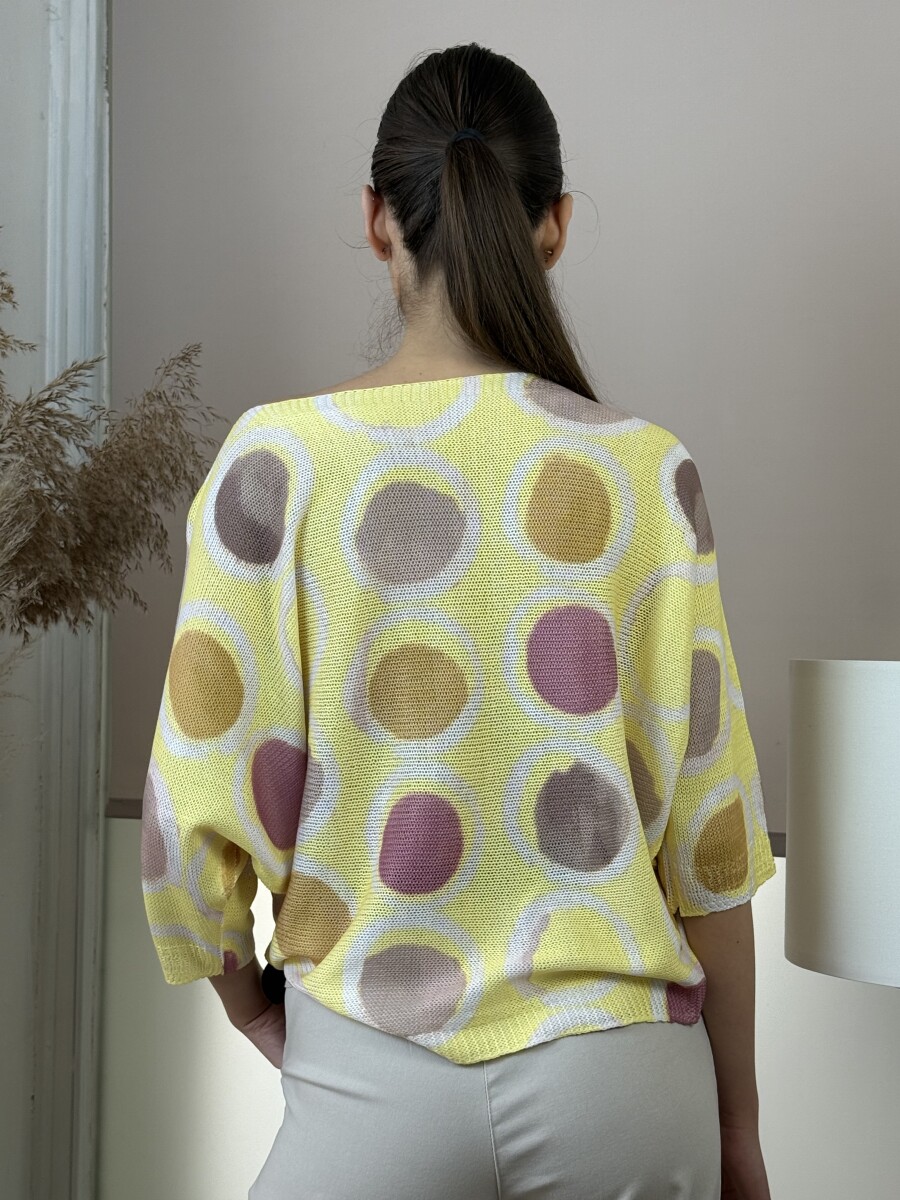 T ujjú vékony kötött mintás felső - sárga - Kép 21