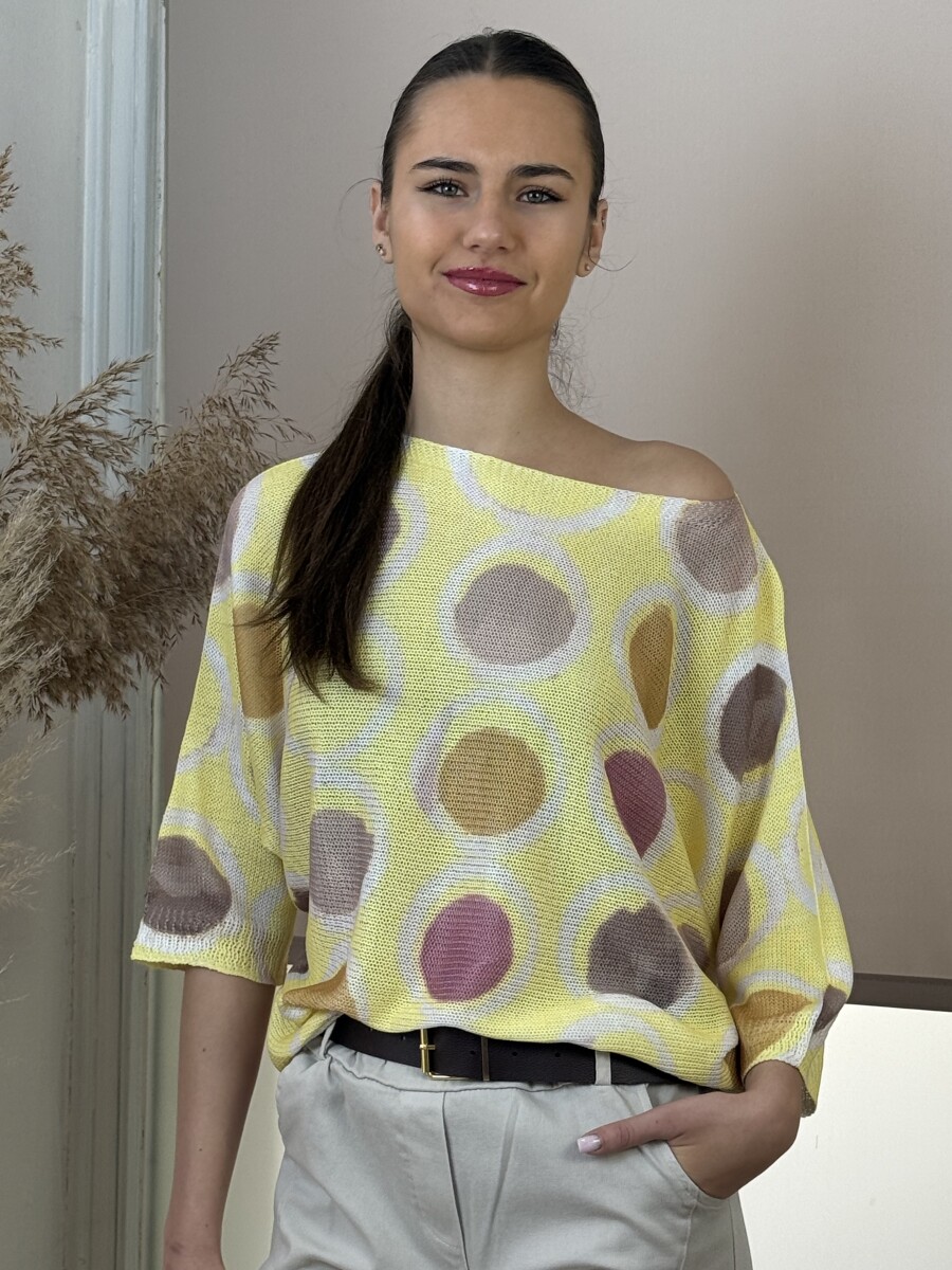 T ujjú vékony kötött mintás felső - sárga - Kép 8