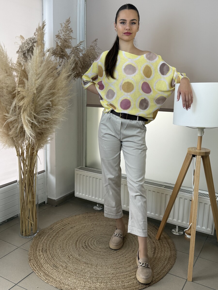 T ujjú vékony kötött mintás felső - sárga - Kép 15