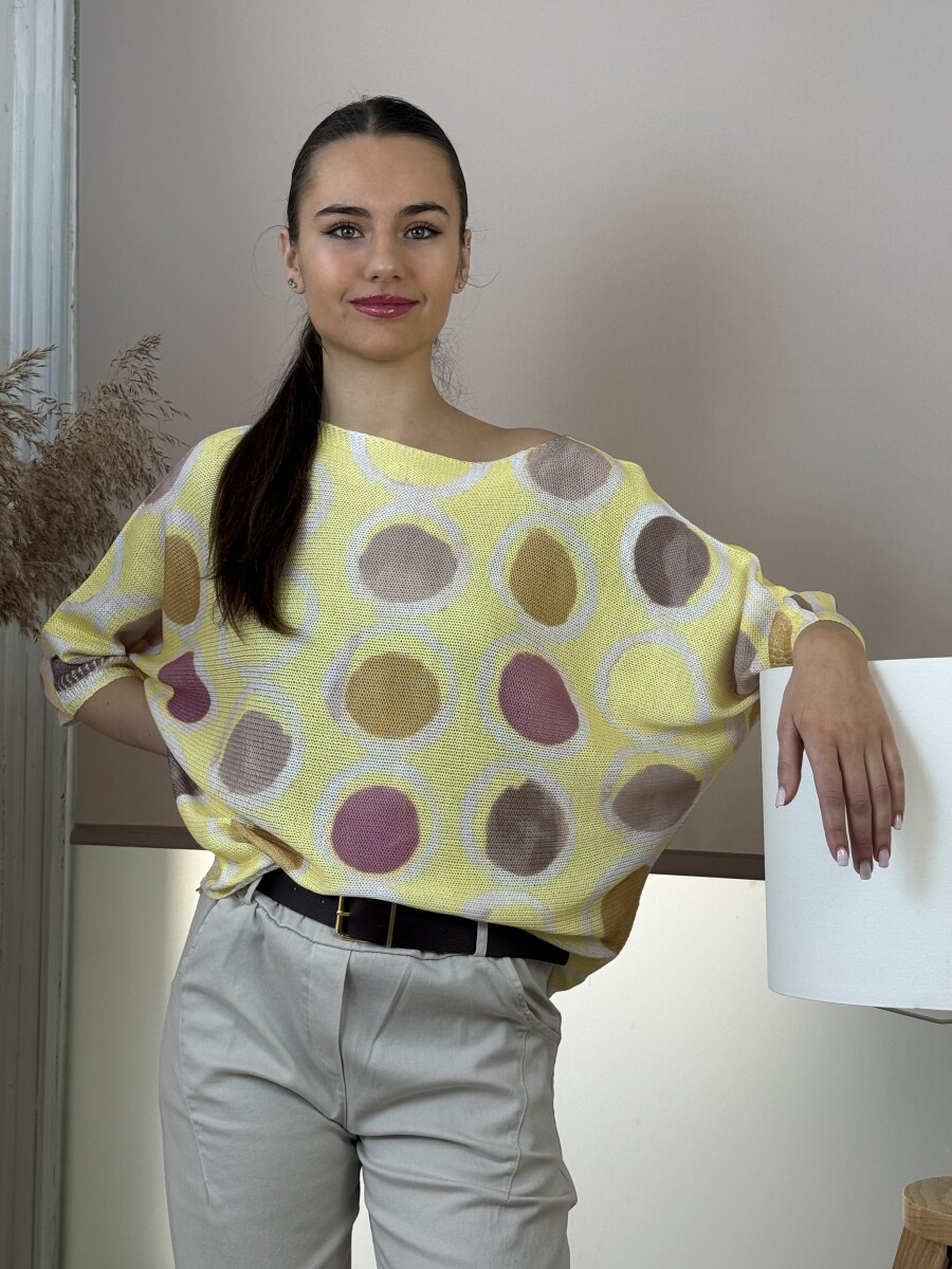 T ujjú vékony kötött mintás felső - sárga - Kép 13