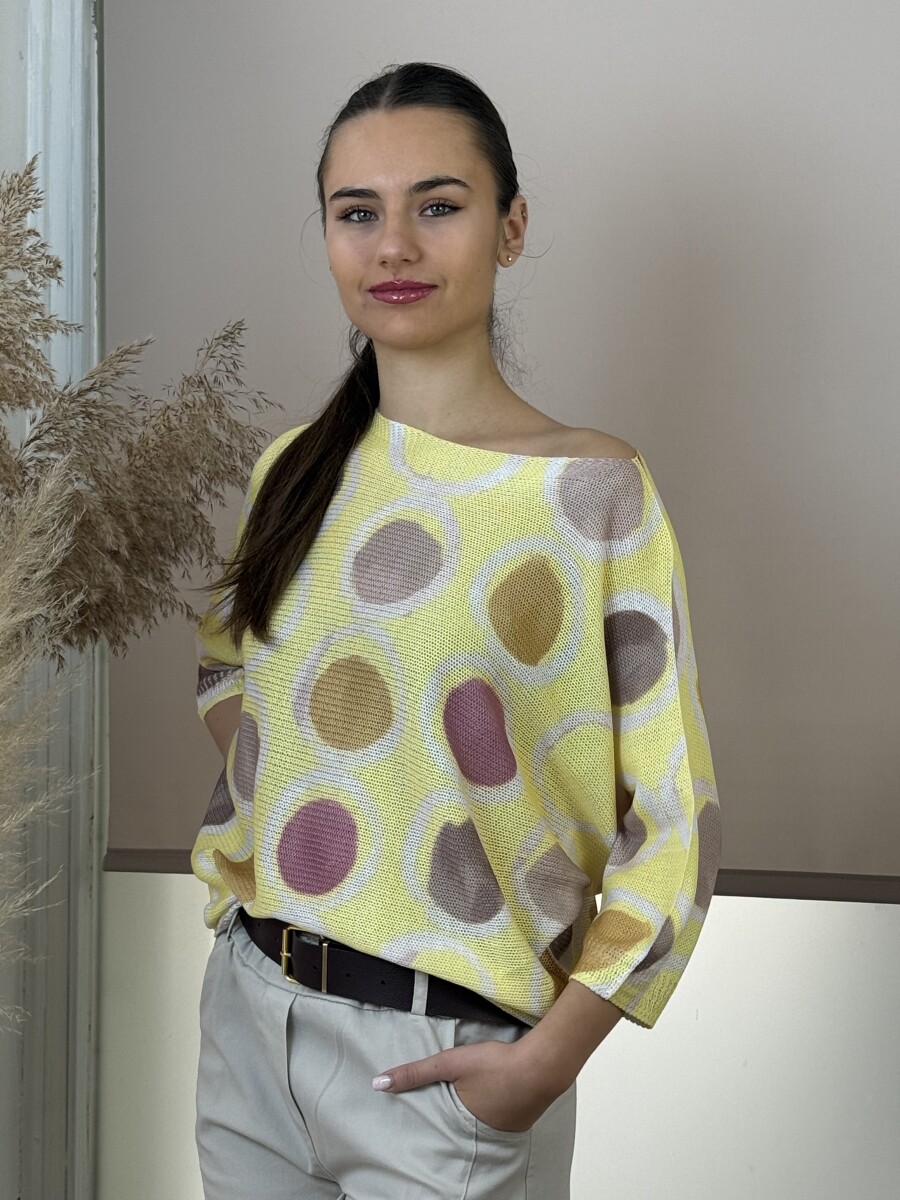 T ujjú vékony kötött mintás felső - sárga - Kép 14