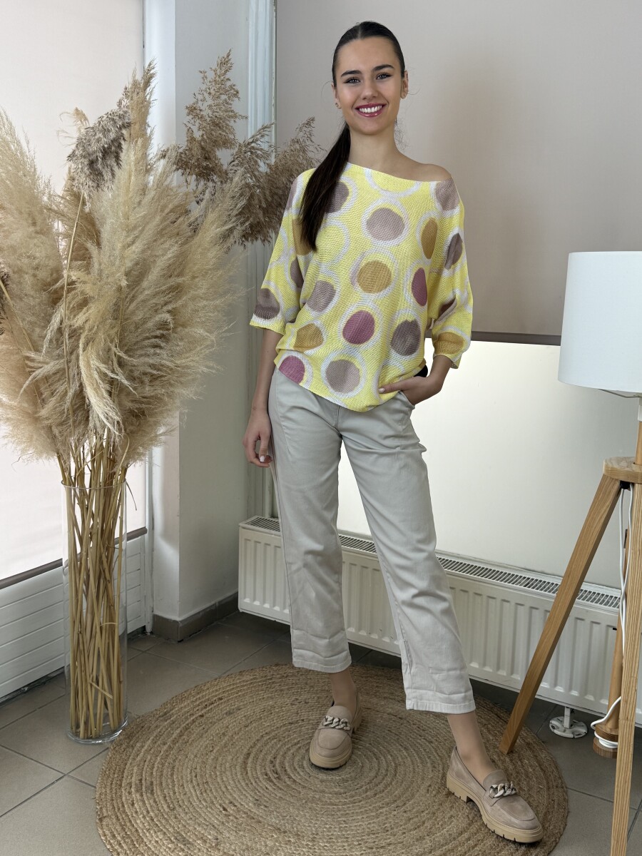 T ujjú vékony kötött mintás felső - sárga - Kép 19