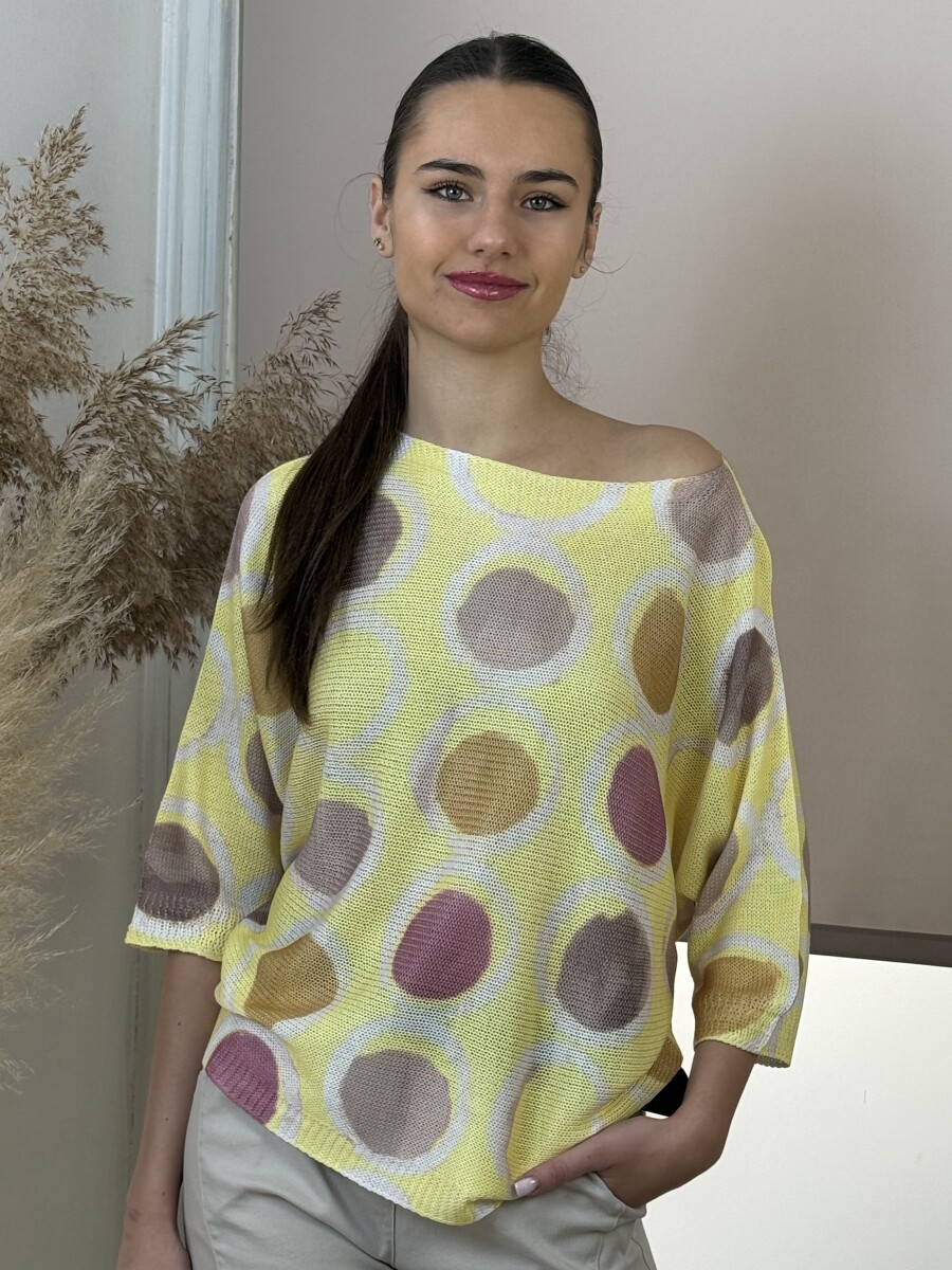 T ujjú vékony kötött mintás felső - sárga - Kép 12