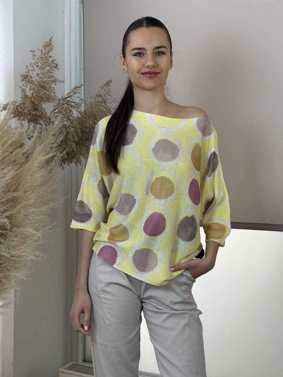 T ujjú vékony kötött mintás felső - sárga - Kép 18