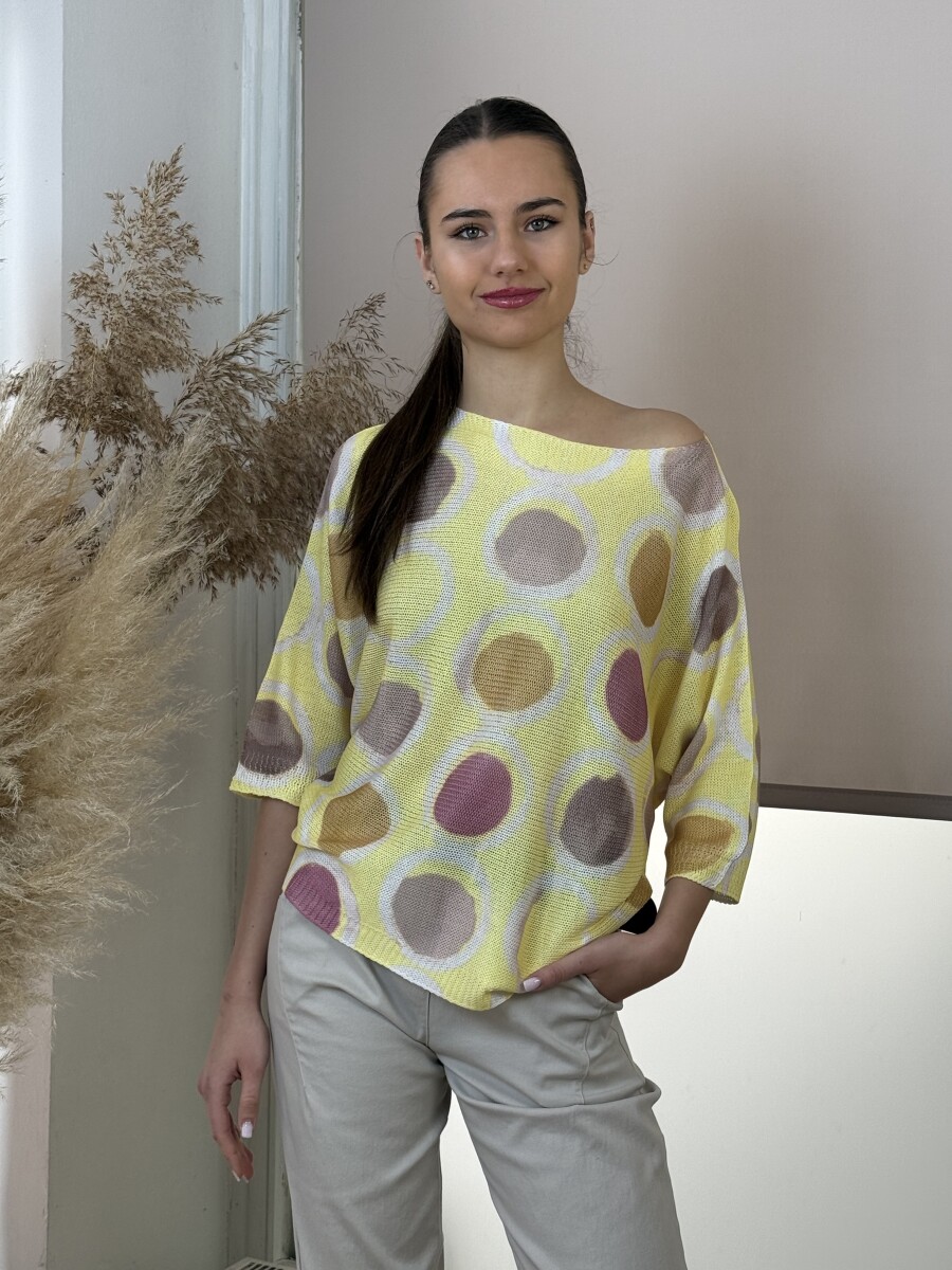 T ujjú vékony kötött mintás felső - sárga - Kép 20